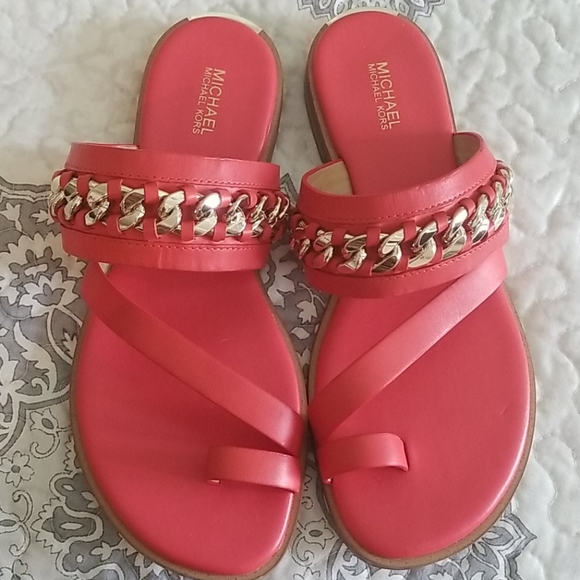 Michael Kors Shoes - Michael Kors Leather Gold Chain Sandals Michael Kors Shoes - Michael Kors Leather Gold Chain Sandals